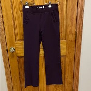 Betabrand Dark Purple Sailor Button-Accent Pants